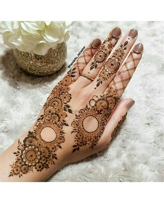 Contemporary Tendril With Chain Covering Back Hand Mehndi Design